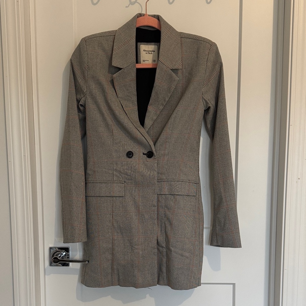 Abercrombie & Fitch Gray Plaid Blazer Dress